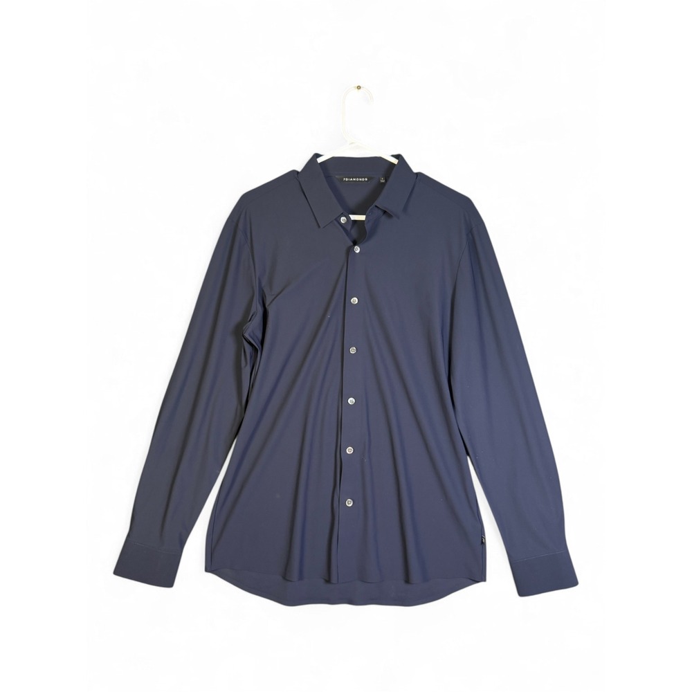 7Diamonds Restoration Navy Blue Performance Long Sleeve Button Down Shirt Mens S